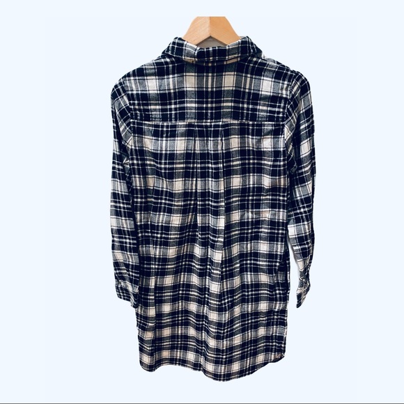 J Crew Black White Flannel Shirt Dress Plaid XXS - Picture 4 of 8